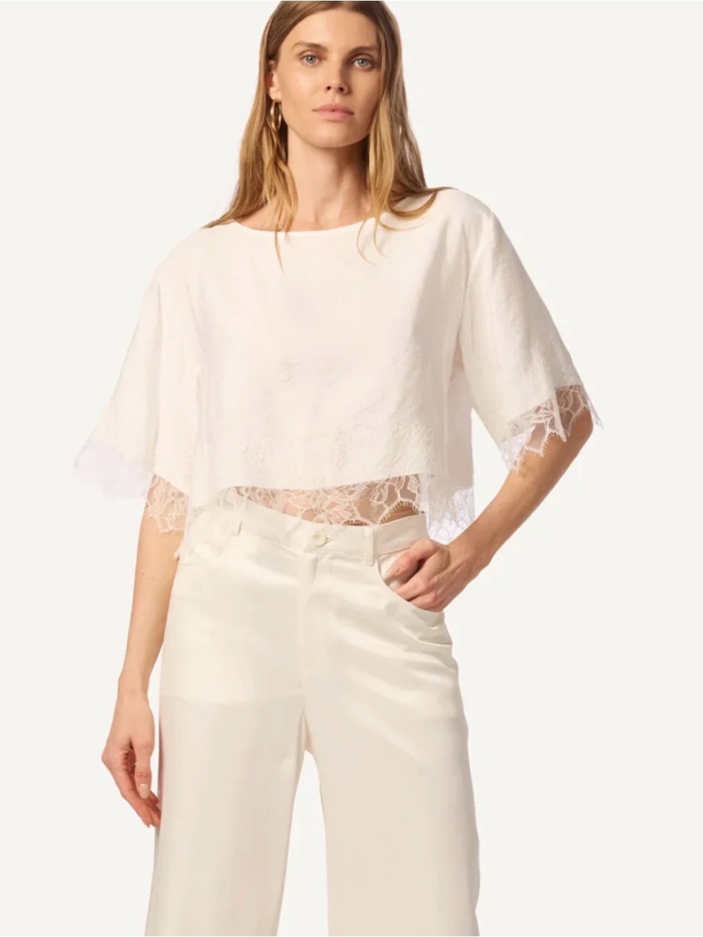 Sablyn Silvia Lace Top in White Ivory Size Medium